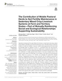 The Contribution of Mobile Pastoral Herds to Soil Fertility Maintenance in Sedentary Mixed Crop-Livestock Systems at Farm and Territory Scales—Part of Mutually Reinforcing Social and Ecological Relationships Supporting Sustainability