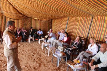 Ambassador Alice Wells (seated far right) hears how ICARDA is attempting to reverse degradation across the Jordanian Badia.