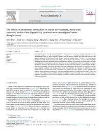 The effects of exogenous spermidine on starch development, multi-scale structure, and in vitro digestibility in wheat were investigated under drought stress