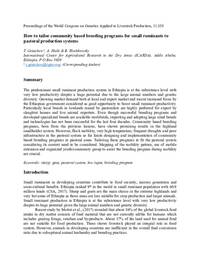 How to tailor community based breeding programs for small ruminants to pastoral production systems