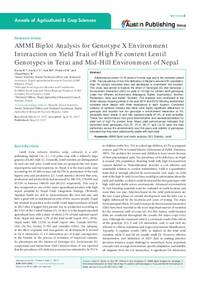 AMMI Biplot Analysis for Genotype X Environment Interaction on Yield Trait of High Fe content Lentil Genotypes in Terai and Mid-Hill Environment of Nepal
