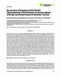 Occurrence of Septoria tritici blotch (Zymoseptoria tritici) disease on durum wheat, triticale, and bread wheat in Northern Tunisia