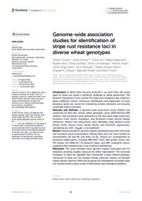 Genome-wide association studies for identification of stripe rust resistance loci in diverse wheat genotypes