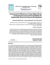 Assessing the Efficiency of Grey-Water Reuse at Household Level and Its Suitability for Sustainable Rural and Human Development