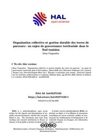 Organisation collective et gestion durable des terres de parcours : un enjeu de gouvernance territoriale dans le Sud tunisien 