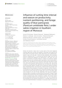 Influence of cutting time interval and season on productivity, nutrient partitioning, and forage quality of blue panicgrass (Panicum antidotale Retz.) under saline irrigation in Southern region of Morocco