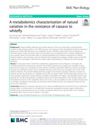 A metabolomics characterisation of natural variation in the resistance of cassava to whitefly