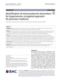 Identification of novel proteomic biomarkers for hypertension: a targeted approach for precision medicine