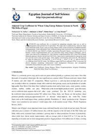 Adjusted Crop Coefficient for Wheat Using Energy Balance Systems in North Nile Delta of Egypt