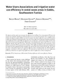 Water users associations and irrigation water use efficiency in costal oases areas of Gabes, South-eastern Tunisia