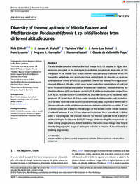 Diversity of thermal aptitude of Middle Eastern and Mediterranean Puccinia striiformis f. sp. tritici isolates from different altitude zones