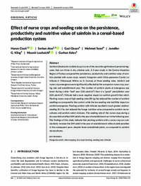 Effect of nurse crops and seeding rate on the persistence, productivity and nutritive value of sainfoin in a cereal-based production system