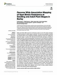 Genome Wide Association Mapping of Spot Blotch Resistance at Seedling and Adult Plant Stages in Barley