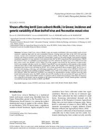 Viruses affecting lentil (Lens culinaris Medik.) in Greece; incidence and genetic variability of Bean leafroll virus and Pea enation mosaic virus