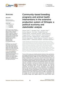 Community-based breeding programs and animal health interventions in the extensive production system of Ethiopia: a political economy and stakeholder analysis