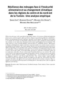 Résilience des ménages face à l’insécurité  alimentaire et au changement climatique dans les régions du centre et du nord-est de la Tunisie : Une analyse empirique