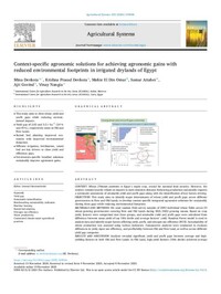 Context-specific agronomic solutions for achieving agronomic gains with reduced environmental footprints in irrigated drylands of Egypt