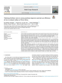 Tailoring fertilizer rates to catena positions improves nutrient use efficiency of rice in inland valleys of West Africa