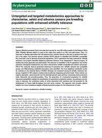 Untargeted and targeted metabolomics approaches to characterise, select and advance cassava pre-breeding populations with enhanced whitefly tolerance