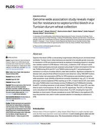 Genome-wide association study reveals major loci for resistance to septoria tritici blotch in a Tunisian durum wheat collection