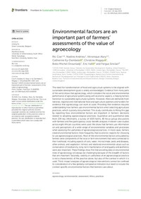 Environmental factors are an important part of farmers' assessments of the value of agroecology