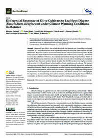 Differential Response of Olive Cultivars to Leaf Spot Disease (Fusicladium oleagineum) under Climate Warming Conditions in Morocco