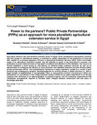 Power to the partners? Public Private Partnerships (PPPs) as an approach for more pluralistic agricultural extension service in Egypt