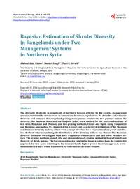 Bayesian Estimation of Shrubs Diversity in Rangelands under Two Management Systems in Northern Syria