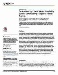 Genetic Diversity in Lens Species Revealed by EST and Genomic Simple Sequence Repeat Analysis
