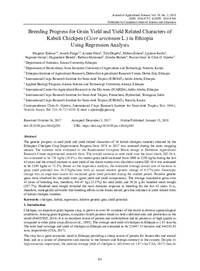 Breeding Progress for Grain Yield and Yield Related Characters of Kabuli Chickpea (Cicer arietinum L.) in Ethiopia Using Regression Analysis