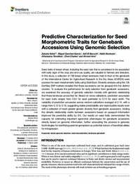 Predictive Characterization for Seed Morphometric Traits for Genebank Accessions Using Genomic Selection
