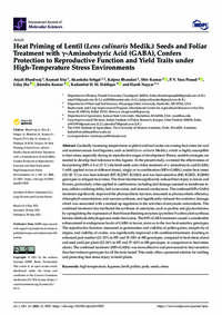 Heat Priming of Lentil (Lens culinaris Medik.) Seeds and Foliar Treatment with γ-Aminobutyric Acid (GABA), Confers Protection to Reproductive Function and Yield Traits under High-Temperature Stress Environments