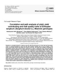 Correlation and path analysis of yield, yield contributing and malt quality traits of Ethiopian sorghum (Sorghum bicolor (L.) Moench) genotypes 