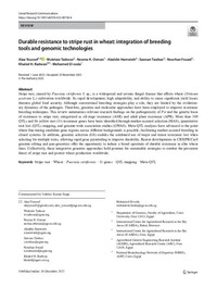 Durable resistance to stripe rust in wheat: integration of breeding tools and genomic technologies