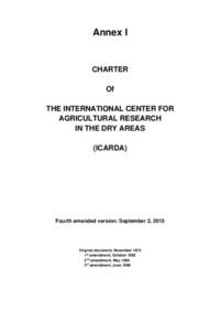 Charter of The International Center for Agricultural Research in the Dry Areas (ICARDA)