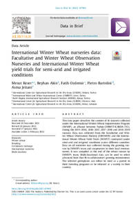 International Winter Wheat nurseries data: Facultative and Winter Wheat Observation Nurseries and International Winter Wheat yield trials for semi-arid and irrigated conditions