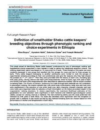 Definition of smallholder Sheko cattle keepers’ breeding objectives through phenotypic ranking and choice experiments in Ethiopia
