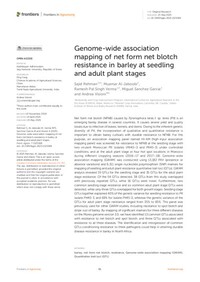 Genome-wide association mapping of net form net blotch resistance in barley at seedling and adult plant stages