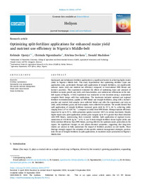 Optimizing split-fertilizer applications for enhanced maize yield and nutrient use efficiency in Nigeria’s Middle-belt