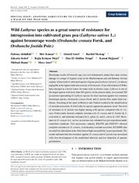 Wild Lathyrus species as a great source of resistance forintrogression into cultivated grass pea (Lathyrus sativus L.)against broomrape weeds (Orobanche crenata Forsk. andOrobanche foetida Poir .)