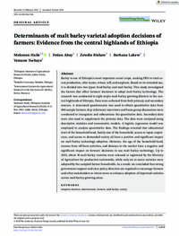 Determinants of malt barley varietal adoption decisions of farmers: Evidence from the central highlands of Ethiopia