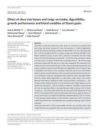 Effect of olive tree leaves and twigs on intake, digestibility, growth performance and blood variables of Shami goats