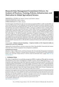 Research Data Management Commitment Drivers: An Analysis of Practices, Training, Policies, Infrastructure, and Motivation in Global Agricultural Science