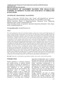 Development of Raisedbed Machine for Small-Scale Farmers to Improve Water Uses Efficiency in Irrigated Ecosystems