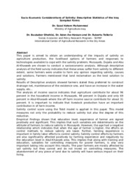 Impacts of Soil Salinity on the Productivity of Al-Musayyeb Small Farms in Iraq: An Examination of Technical, Economic and Allocative Efficiency