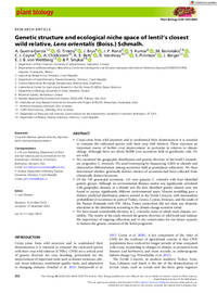 Genetic structure and ecological niche space of lentil's closest wild relative, Lens orientalis (Boiss.) Schmalh.