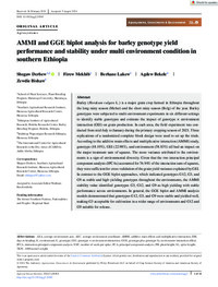 AMMI and GGE biplot analysis for barley genotype yield performance and stability under multi environment condition in southern Ethiopia