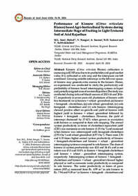 Performance of Kinnow (Citrus reticulata Blanco) based Agri-horticultural Systems during Intermediate Stage of Fruiting in Light Textured Soil of Arid Rajasthan