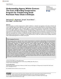 Understanding Agency Within Context: The Case of Breeding Cooperatives Program for Transforming Small Ruminant Value Chain in Ethiopia