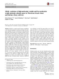 Allelic variation at high-molecular weight and low-molecular weight glutenin subunit genes in Moroccan bread wheat and durum wheat cultivars